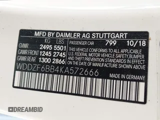 2019 Mercedes-Benz E 53 AMG with VIN WDDZF6BB4KA572666, listed as a IAAI auction lot 42500611 with Not provided miles and . Bid and sale history available at DreamBid. Image 9.