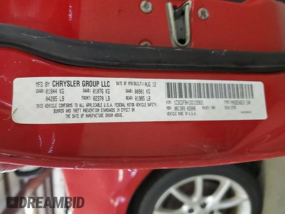 2013 Dodge Dart Rallye with VIN 1C3CDFBH1DD122831, listed as a Copart auction lot 51438605 with 86,220 mi miles and Clean Title. Bid and sale history available at carsss.com. Image 12.