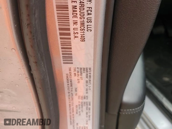2021 Dodge Durango GT Plus with VIN 1C4RDJDG1MC611409, listed as a Copart auction lot 55362375 with 58,846 mi miles and Salvage title. Bid and sale history available at DreamBid. Image 13.
