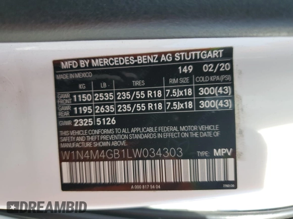 2020 Mercedes-Benz GLB 250 z VIN W1N4M4GB1LW034303, wystawiony jako Copart lot #49354325 z przebiegiem 43 274 mil mil oraz Szkody całkowita. Historia ofert i sprzedaży dostępna na DreamBid. Obrazek 14.