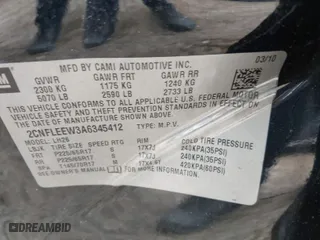 2010 Chevrolet Equinox LT w/1LT with VIN 2CNFLEEW3A6345412, listed as a IAAI auction lot 41633213 with 147,467 mi miles. Bid and sale history available at carsss.com. Image 9.