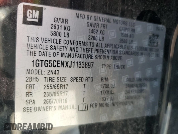 2018 GMC Canyon 2WD SLE with VIN 1GTG5CENXJ1133897, listed as a Copart auction lot 81568144 with 64,032 mi miles and Salvage Title. Bid and sale history available at carsss.com. Image 14.