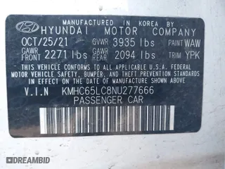 2022 Hyundai Ioniq Hybrid Blue with VIN KMHC65LC8NU277666, listed as a IAAI auction lot 41350268 with 89,808 mi miles. Bid and sale history available at carsss.com. Image 9.