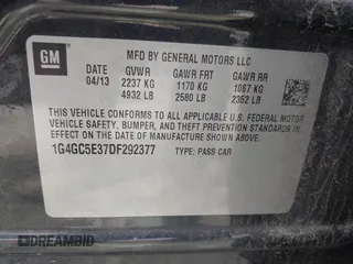 2013 Buick LaCrosse Leather with VIN 1G4GC5E37DF292377, listed as a IAAI auction lot 42062015 with 233,696 mi miles. Bid and sale history available at carsss.com. Image 9.