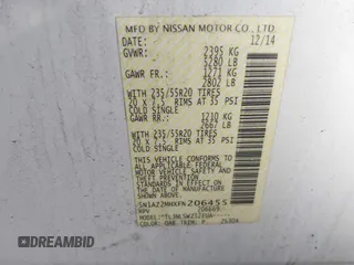 2015 Nissan Murano SL with VIN 5N1AZ2MHXFN206455, listed as a IAAI auction lot 41761533 with 126,514 mi miles and . Bid and sale history available at DreamBid. Image 9.