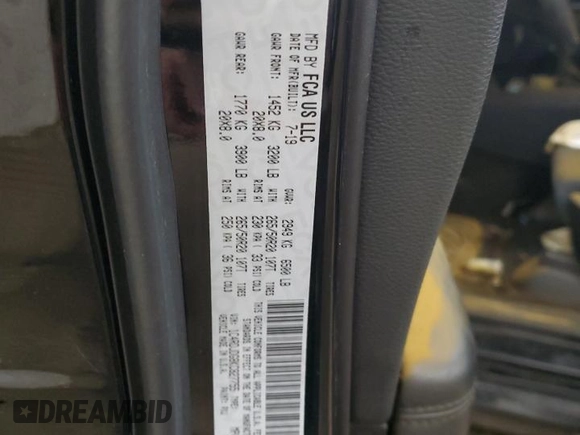 2019 Dodge Durango GT Plus with VIN 1C4RDJDG8KC827755, listed as a Copart auction lot 88059885 with 136,048 mi miles and Non repairable. Bid and sale history available at DreamBid. Image 13.