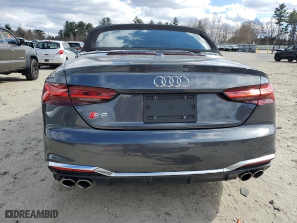 2023 Audi S5 Cabriolet Premium Plus with VIN WAUW4GF54PN000605, listed as a Copart auction lot 50257325 with 15,299 mi miles and Salvage Title. Bid and sale history available at carsss.com. Image 6.