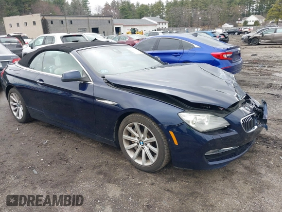 2013 BMW 6 Series 640i with VIN WBALW7C51DDX58713, listed as a IAAI auction lot 42005436 with 77,563 mi miles and . Bid and sale history available at carsss.com. Image 1.
