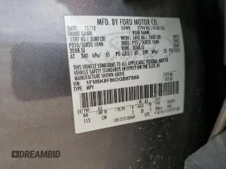 2013 Ford Explorer Limited z VIN 1FM5K8F86DGB87569, wystawiony jako Copart lot #54935715 z przebiegiem 159 152 mil mil oraz Szkoda całkowita • Salvage title. Historia ofert i sprzedaży dostępna na DreamBid. Obrazek 13.
