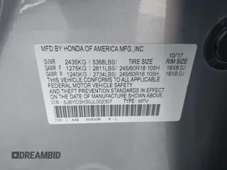 2018 Acura MDX with VIN 5J8YD3H30JL002307, listed as a IAAI auction lot 41366353 with 118,489 mi miles and . Bid and sale history available at carsss.com. Image 9.