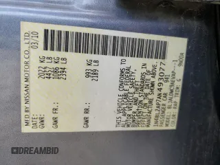 2010 Nissan Altima 3.5 SR with VIN 1N4BL2AP7AN493077, listed as a Copart auction lot 85061744 with 208,467 mi miles and Salvage Title. Bid and sale history available at carsss.com. Image 14.