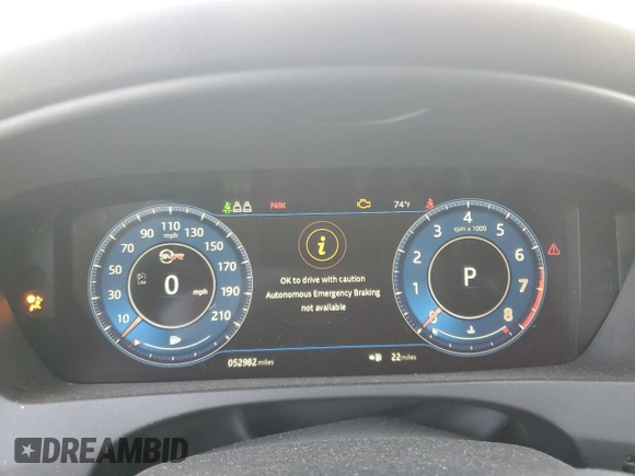 2020 Jaguar F-Pace SVR with VIN SADCZ2EE6LA633530, listed as a Copart auction lot 77977424 with 52,982 mi miles and Salvage Title. Bid and sale history available at DreamBid. Image 9.