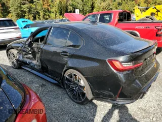 2022 BMW M3 with VIN WBS53AY0XNFL73101, listed as a Copart auction lot 75483164 with 12,889 mi miles and Salvage Title. Bid and sale history available at carsss.com. Image 2.