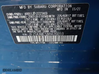 2022 Subaru Forester Wilderness with VIN JF2SKAMC5NH426659, listed as a IAAI auction lot 41334949 with 33,613 mi miles. Bid and sale history available at carsss.com. Image 9.