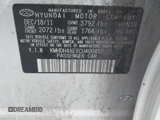 2012 Hyundai Elantra GLS with VIN KMHDH4AEXCU400457, listed as a IAAI auction lot 42395614 with 168,910 mi miles and . Bid and sale history available at DreamBid. Image 9.