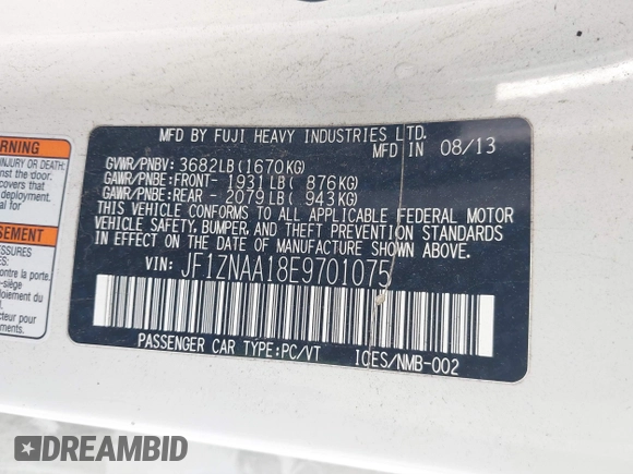 2014 Scion FR-S with VIN JF1ZNAA18E9701075, listed as a IAAI auction lot 41880325 with 110,268 mi miles and . Bid and sale history available at DreamBid. Image 9.