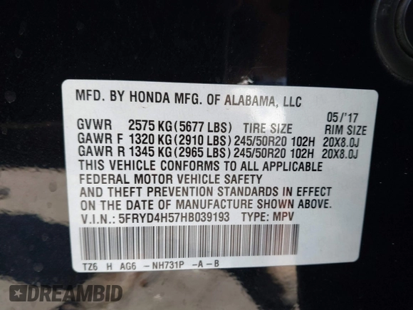2017 Acura MDX Technology z VIN 5FRYD4H57HB039193, wystawiony jako IAAI lot #42221795 z przebiegiem 67 986 mil mil oraz . Historia ofert i sprzedaży dostępna na DreamBid. Obrazek 9.
