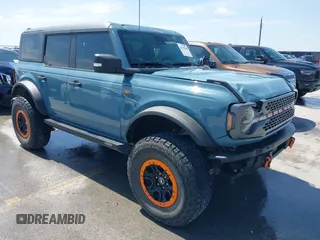 2022 Ford Bronco with VIN 1FMEE5DP5NLA90680, listed as a IAAI auction lot 42198160 with 37,129 mi miles and . Bid and sale history available at DreamBid. Image 1.