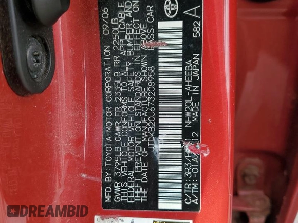 2007 Toyota Prius z VIN JTDKB20U673208958, wystawiony jako Copart lot #50962815 z przebiegiem Nie podano mil oraz Czysty tytuł • Clean title. Historia ofert i sprzedaży dostępna na DreamBid. Obrazek 12.
