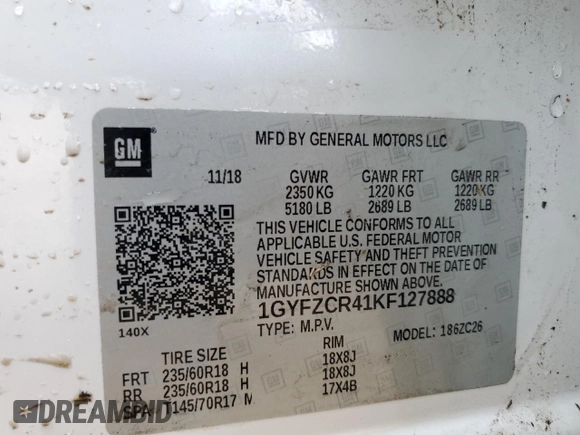 2019 Cadillac XT4 FWD Premium Luxury с VIN 1GYFZCR41KF127888, выставлен на аукционе Copart как лот 55027135 с пробегом 111 057 миль миль и Списание • Salvage title. История ставок и продаж доступна на DreamBid. Изображение 13.