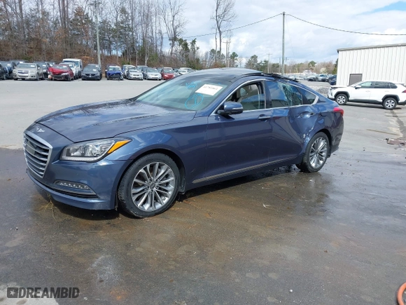 2016 Hyundai Genesis 3.8L with VIN KMHGN4JEXGU106388, listed as a IAAI auction lot 41781861 with 64,285 mi miles. Bid and sale history available at carsss.com. Image 2.