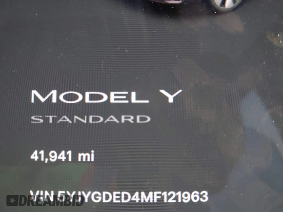 2021 Tesla Model Y Standard Range z VIN 5YJYGDED4MF121963, wystawiony jako IAAI lot #41490477 z przebiegiem 41 941 mil mil oraz . Historia ofert i sprzedaży dostępna na DreamBid. Obrazek 15.