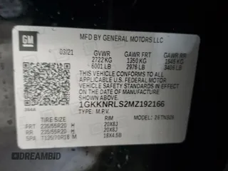 2021 GMC Acadia SLE with VIN 1GKKNRLS2MZ192166, listed as a Copart auction lot 85533364 with 49,925 mi miles and Salvage Title. Bid and sale history available at carsss.com. Image 13.
