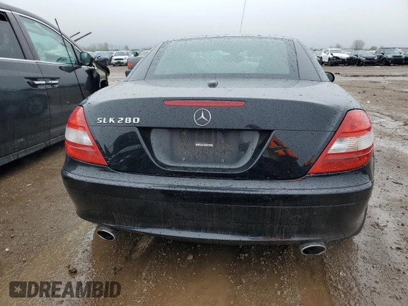 2008 Mercedes-Benz SLK 280 with VIN WDBWK54F18F174893, listed as a Copart auction lot 53960075 with 69,567 mi miles and Salvage title. Bid and sale history available at DreamBid. Image 6.