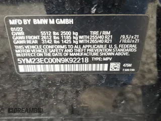 2022 BMW X4 M z VIN 5YM23EC00N9K92218, wystawiony jako Copart lot #47554585 z przebiegiem 33 464 mil mil oraz Szkoda całkowita • Salvage title. Historia ofert i sprzedaży dostępna na DreamBid. Obrazek 14.