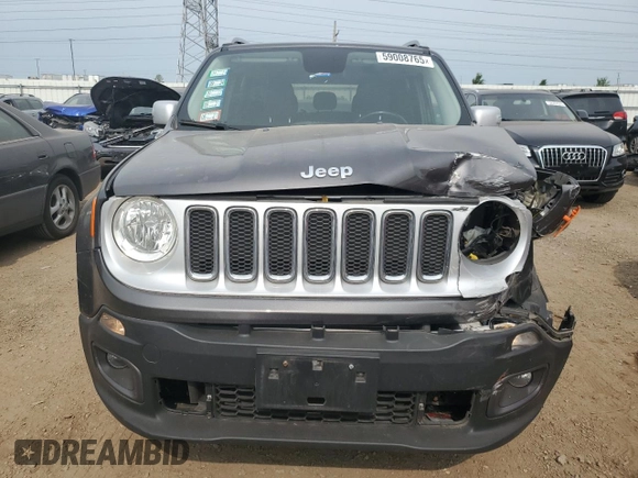 2017 Jeep Renegade Limited z VIN ZACCJBDB0HPF80051, wystawiony jako Copart lot #59008765 z przebiegiem 32 376 mil mil oraz Szkoda całkowita • Salvage title. Historia ofert i sprzedaży dostępna na DreamBid. Obrazek 5.