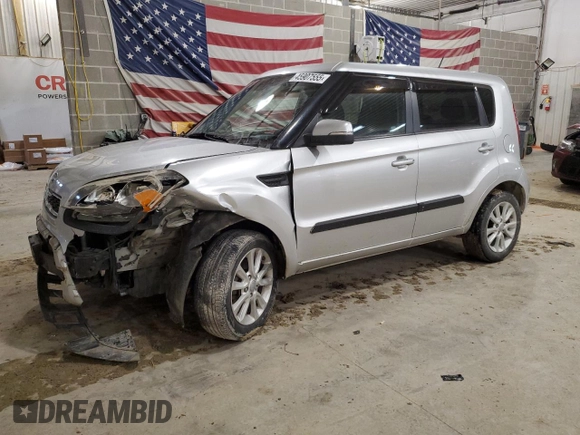 2012 Kia Soul + with VIN KNDJT2A63C7363611, listed as a Copart auction lot 45907555 with 129,036 mi miles and Salvage Title. Bid and sale history available at carsss.com. Image 1.
