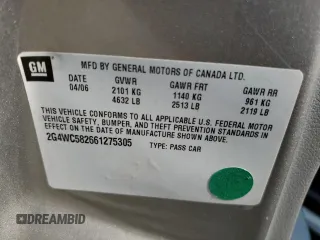2006 Buick LaCrosse CX with VIN 2G4WC582661275305, listed as a Copart auction lot 70347894 with 89,283 mi miles and Clean Title. Bid and sale history available at carsss.com. Image 12.