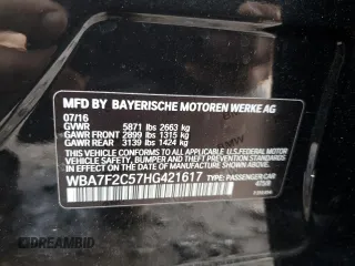 2017 BMW 7 Series ALPINA B7 xDrive with VIN WBA7F2C57HG421617, listed as a Copart auction lot 85318774 with 73,502 mi miles and Salvage title. Bid and sale history available at DreamBid. Image 12.