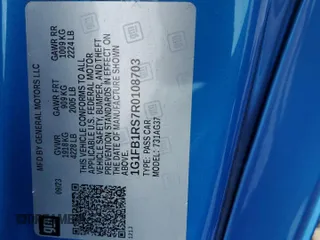 2024 Chevrolet Camaro 1LT z VIN 1G1FB1RS7R0108703, wystawiony jako Copart lot #55221005 z przebiegiem Nie podano mil oraz Nie do naprawy • Non repairable. Historia ofert i sprzedaży dostępna na DreamBid. Obrazek 12.
