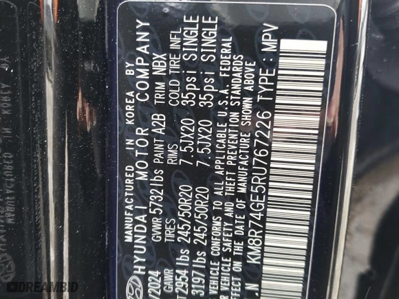 2024 Hyundai Palisade Calligraphy with VIN KM8R74GE5RU767226, listed as a Copart auction lot 84016844 with 374 mi miles and Salvage Title. Bid and sale history available at carsss.com. Image 14.