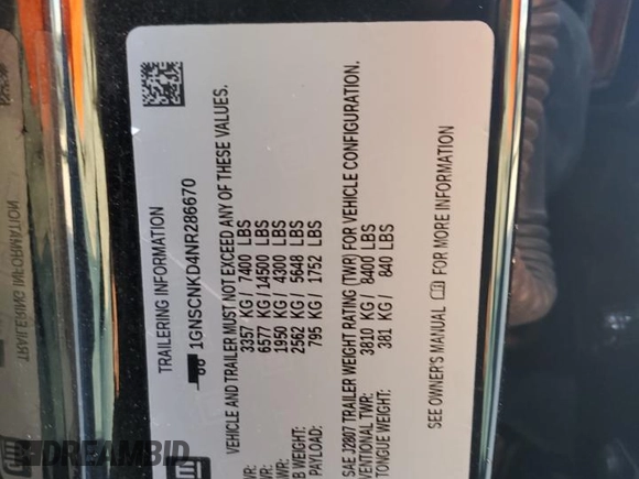 2022 Chevrolet Tahoe LT z VIN 1GNSCNKD4NR286670, wystawiony jako Copart lot #78943434 z przebiegiem 47 940 mil mil oraz Szkoda całkowita • Salvage title. Historia ofert i sprzedaży dostępna na DreamBid. Obrazek 13.