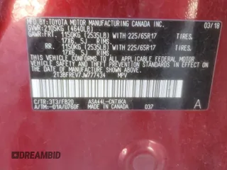 2018 Toyota RAV4 LE with VIN 2T3BFREV7JW777434, listed as a Copart auction lot 52180845 with 112,431 mi miles and Salvage Title. Bid and sale history available at carsss.com. Image 15.