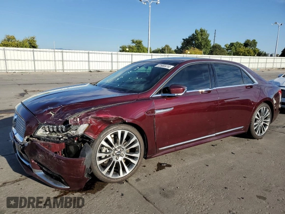 2017 Lincoln Continental Reserve with VIN 1LN6L9NC6H5605613, listed as a Copart auction lot 72580414 with 60,153 mi miles and Salvage Title. Bid and sale history available at carsss.com. Image 1.