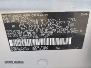 2008 Toyota RAV4 with VIN JTMBD33V485195086, listed as a IAAI auction lot 41668051 with 200,403 mi miles. Bid and sale history available at carsss.com. Image 9.