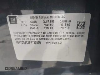 2015 Chevrolet Malibu LT with VIN 1G11D5SL3FF130060, listed as a IAAI auction lot 41721961 with 182,985 mi miles and . Bid and sale history available at DreamBid. Image 9.