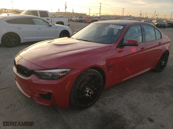 2018 BMW M3 with VIN WBS8M9C54J5L00480, listed as a Copart auction lot 85760624 with NaN miles and Salvage Title. Bid and sale history available at carsss.com. Image 1.