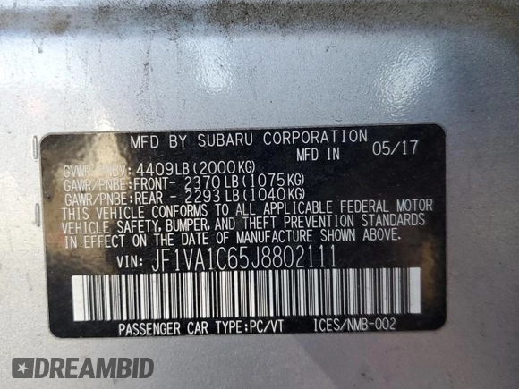 2018 Subaru WRX Premium with VIN JF1VA1C65J8802111, listed as a Copart auction lot 41440245 with 78,430 mi miles and Salvage Title. Bid and sale history available at carsss.com. Image 12.