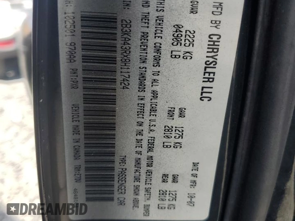 2008 Dodge Charger with VIN 2B3KA43RX8H117424, listed as a Copart auction lot 50600415 with 0 mi miles and Salvage Title. Bid and sale history available at carsss.com. Image 12.