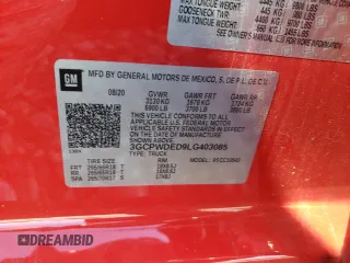 2020 Chevrolet Silverado 1500 RST with VIN 3GCPWDED9LG403085, listed as a Copart auction lot 86170624 with 40,543 mi miles and Salvage Title. Bid and sale history available at DreamBid. Image 13.