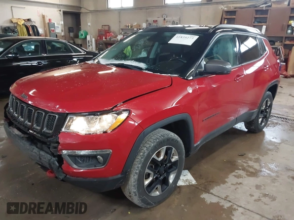 2018 Jeep Compass Trailhawk with VIN 3C4NJDDB5JT307366, listed as a IAAI auction lot 41839273 with 103,585 mi miles and . Bid and sale history available at carsss.com. Image 17.