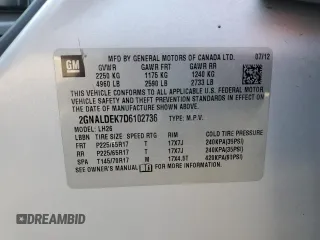 2013 Chevrolet Equinox LT with VIN 2GNALDEK7D6102736, listed as a Copart auction lot 55764645 with 142,128 mi miles and Clean Title. Bid and sale history available at DreamBid. Image 12.