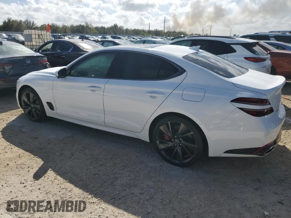 2022 Genesis G70 3.3T with VIN KMTG54TE1NU101029, listed as a Copart auction lot 74693774 with 0 mi miles and Non Repairable. Bid and sale history available at carsss.com. Image 2.