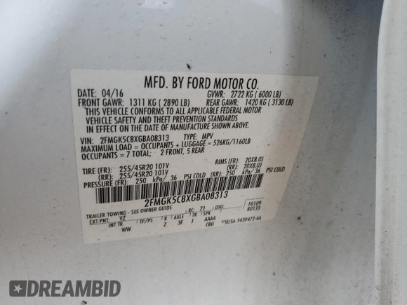 2016 Ford Flex SEL z VIN 2FMGK5C8XGBA08313, wystawiony jako Copart lot #47081805 z przebiegiem 121 848 mil mil oraz Czysty tytuł • Clean title. Historia ofert i sprzedaży dostępna na DreamBid. Obrazek 15.