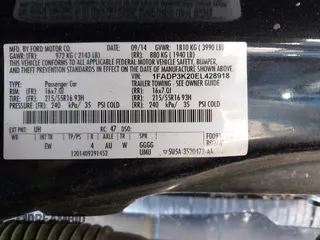 2014 Ford Focus SE with VIN 1FADP3K20EL428918, listed as a IAAI auction lot 41967617 with 114,386 mi miles. Bid and sale history available at carsss.com. Image 9.