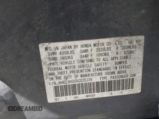 2005 Acura TSX with VIN JH4CL96805C035339, listed as a IAAI auction lot 42587430 with 212,221 mi miles and . Bid and sale history available at DreamBid. Image 9.